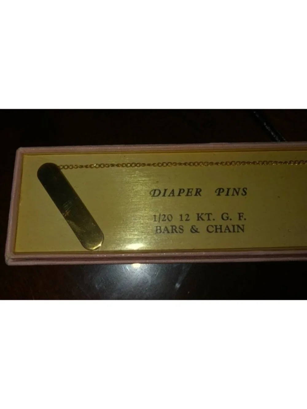 Vintage 1/20th 12Kt GF Diaper Pins and Chain NIB